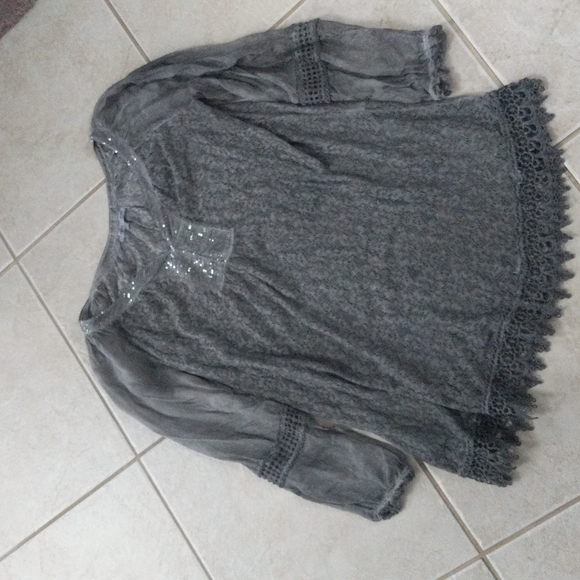 Women's small gray long tunic top dress - Picture 1 of 7